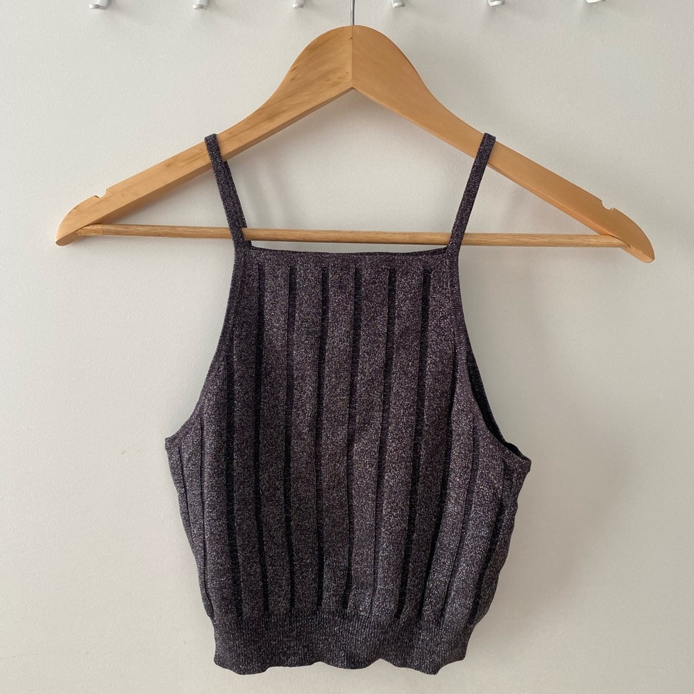Alexander Wang Grey shimmer halter tank top